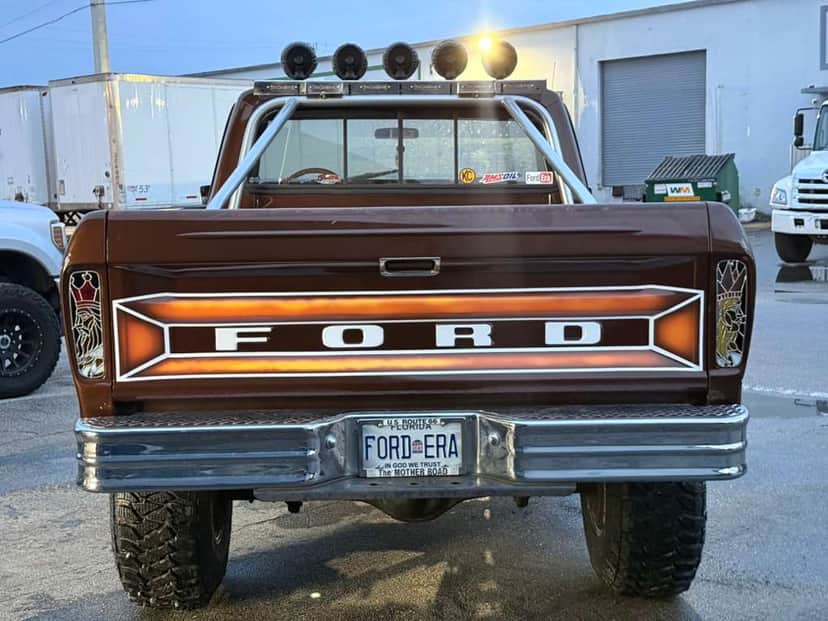 Brownie's FORD tailgate with a Ford Era license plate reading U.S. Route 66, The Mother Road